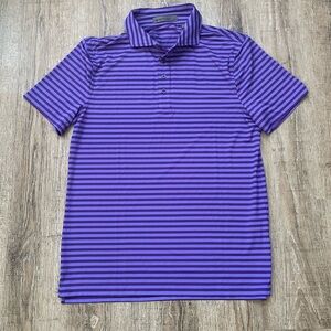 G Fore Mens Perforated Striped Golf Polo Purple Sz Medium